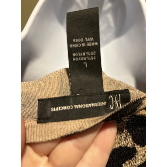 inc international concepts Women’s Long Top Plunge V Neck Leopard Beaded LS M - Picture 9 of 9